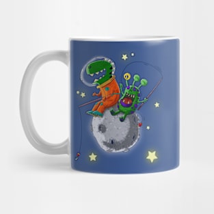 dino in the moon with a new friend Mug